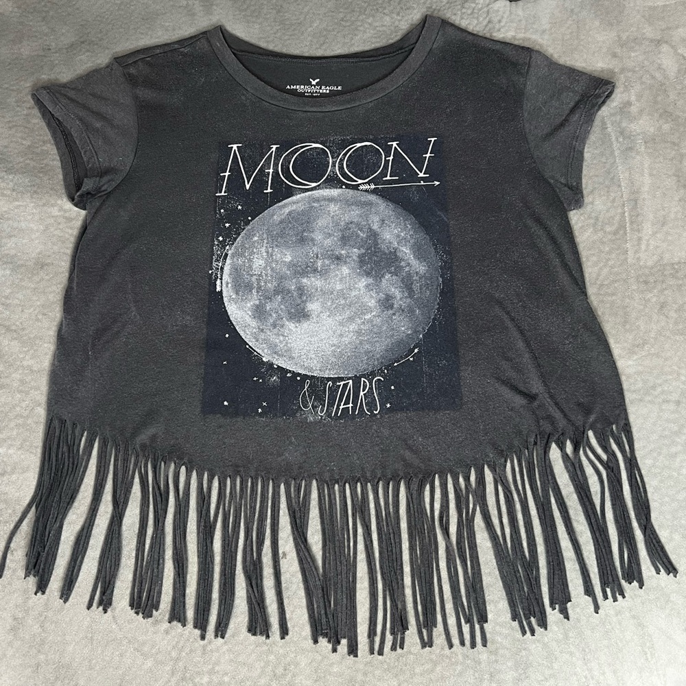 American Eagle Black Fringe Top